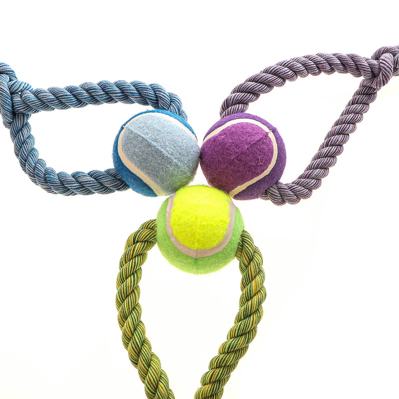 Brinquedo HappyPet Knots com bola de ténis