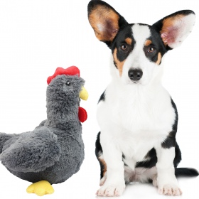 Peluche poule qui couine 34cm pour chien