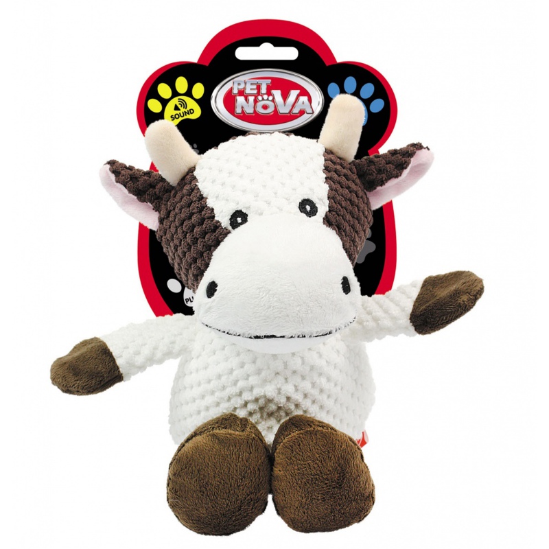 Jouet en peluche vache qui couine 32 cm