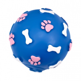 Pet Nova blue rubber toy with paw and bone pattern