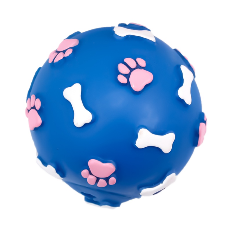 Pet Nova blue rubber toy with paw and bone pattern