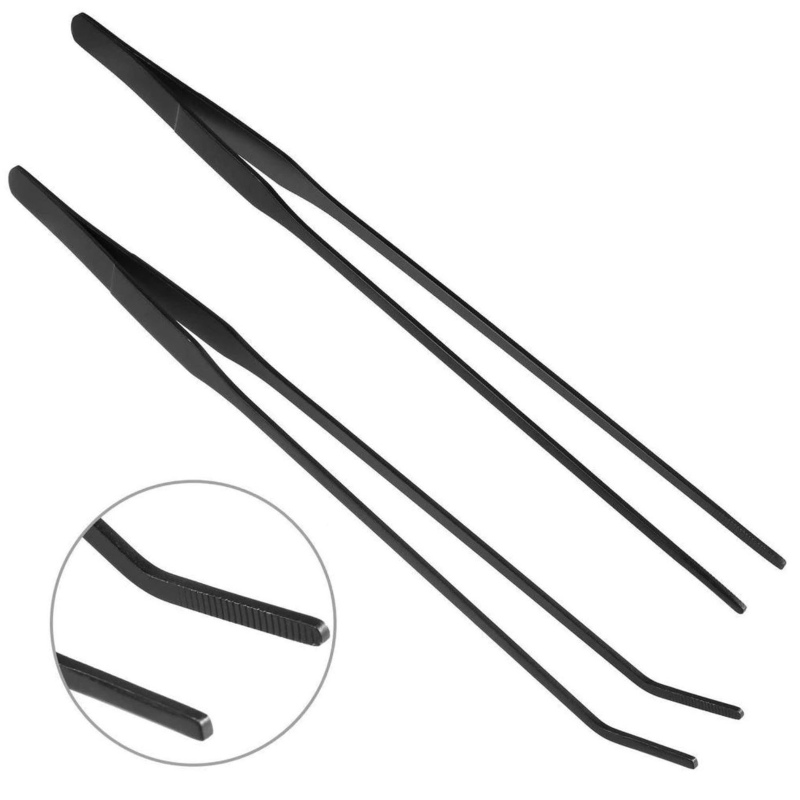 Aquapro black bent tweezers 25cm