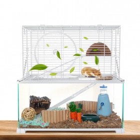 OiiBO Terrarium RAK08WST - szklana klatka piętrowa dla gryzoni 50x30x50cm