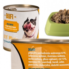 Bufi Karma dla Psów Premium - 82% mięsa wołowego 830g