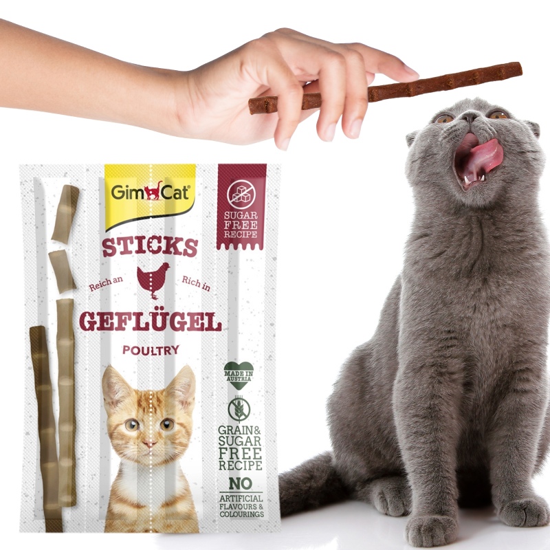 GimCat Sticks 95% Meat - kiełbaski drobiowe z wątróbką 4 sztuki