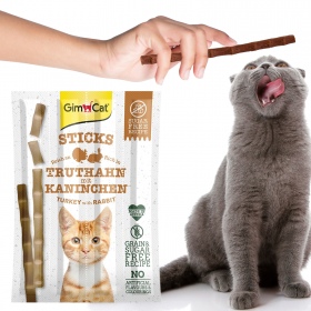 GimCat Sticks 95% Meat - kiełbaski indyk i królik 4 sztuki