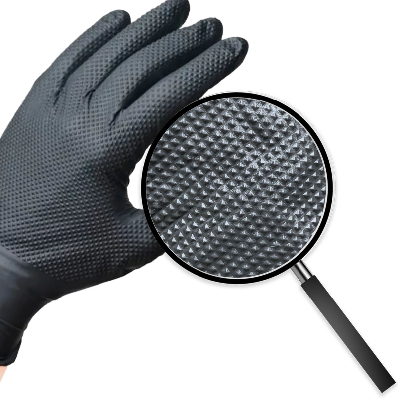 Black nitrile gloves - thick size L