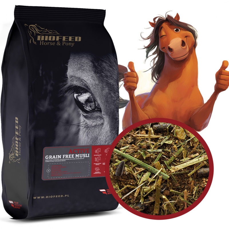 Biofeed Horse&Pony Active Musli Grain Free - bezzbożowa pasza dla koni sportowych 20kg