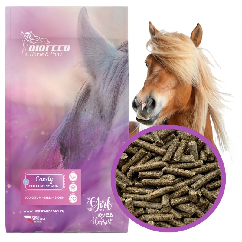 Biofeed Horse&Pony Candy Pellet Shiny Coat - pasza dla koni na zdrową sierść 25kg