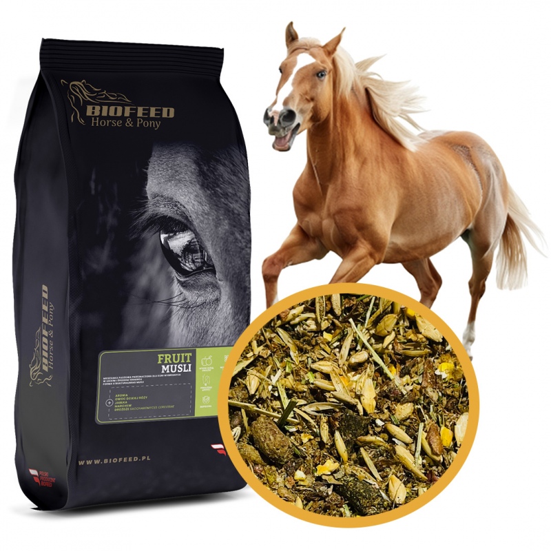 Biofeed Horse&Pony Fruit Musli - owocowe musli bez owsa dla konia 20kg