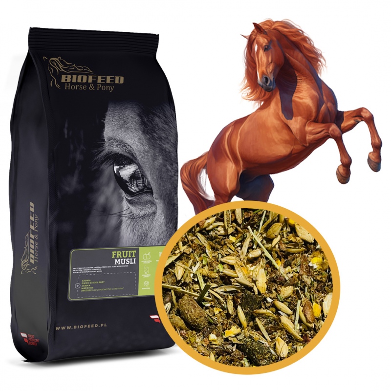 Biofeed Horse&Pony Fruit Musli - owocowe musli bez owsa dla konia 20kg