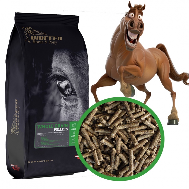 Biofeed Horse&Pony Whole Grain Pellets - pasza dla konia uzupełniająca dietę opartą na sianie 25kg