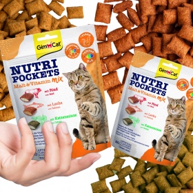 GimCat Nutri Pockets Malt MIX - kocie przysmaki na kłaczki i stawy 150g