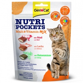 GimCat Nutri Pockets Malt MIX - kocie przysmaki na kłaczki i stawy 150g