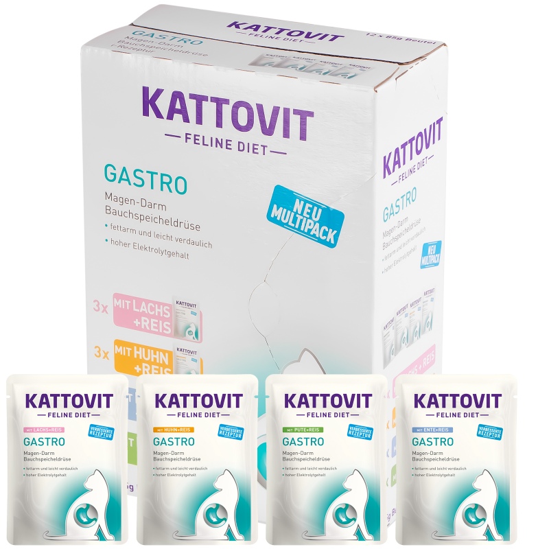 Kattovit Gastro Multipack 12x85g - karma dla kotów chorych na jelita, żołądek i trzustkę