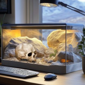 Mänsklig skalle dekoration för terrarium