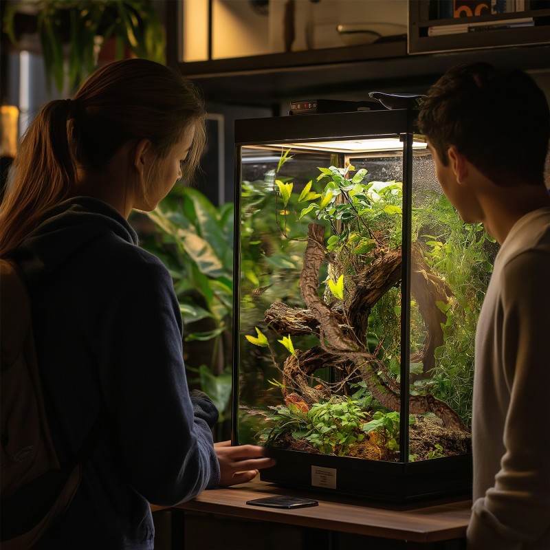 Ramo Artificial com Folhas para Terrário