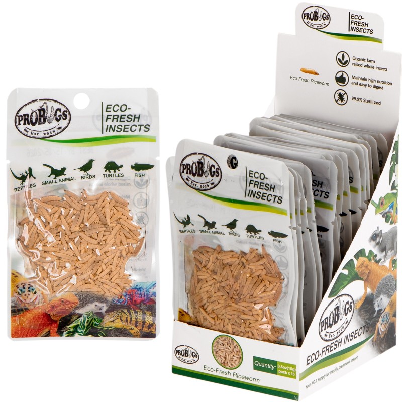 ProBugs Eco-Fresh Riceworm 15g - Nourriture pour Animaux