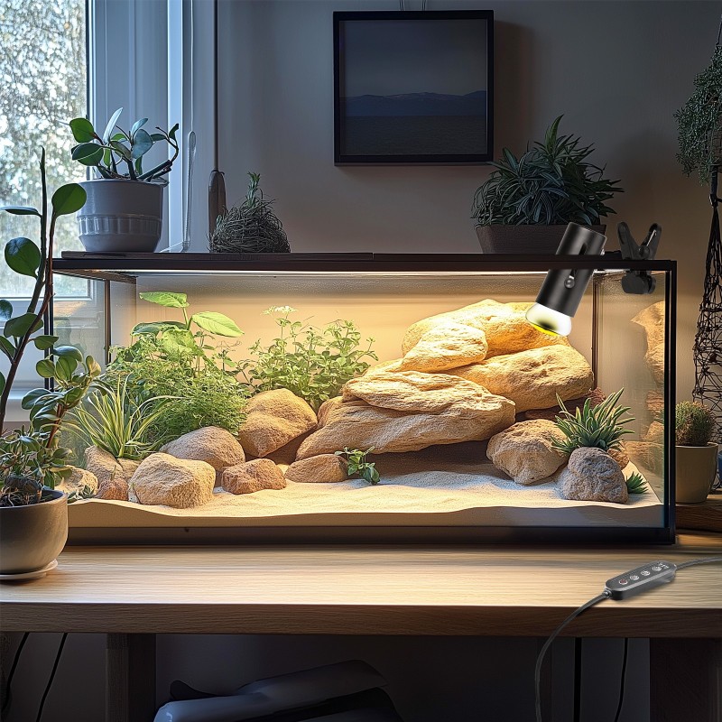 ReptiSun lampe med timer til terrarium