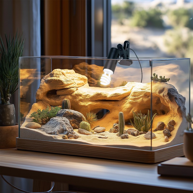 ReptiSun lampe med timer til terrarium