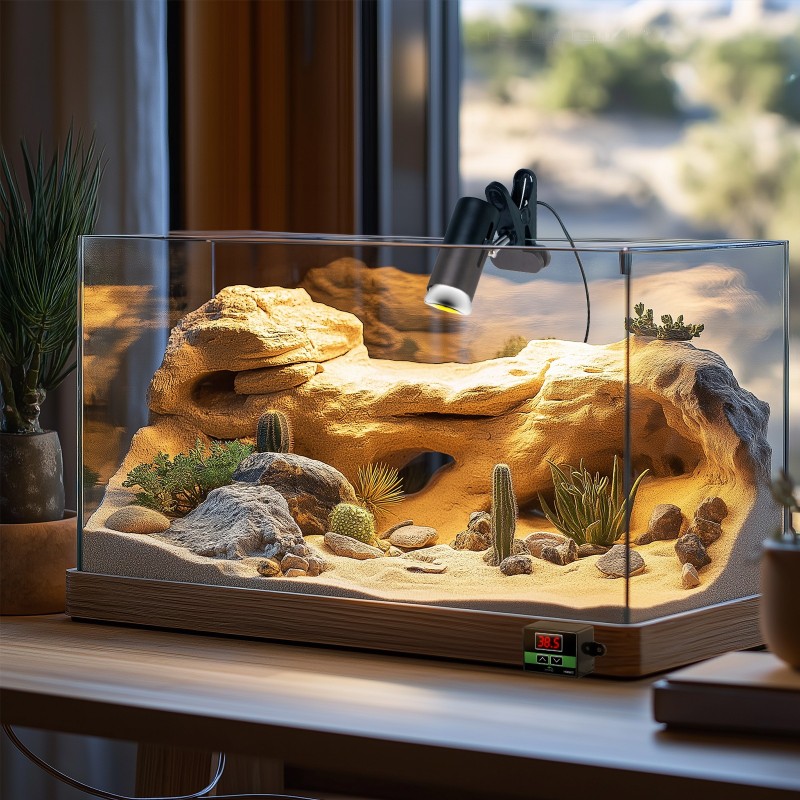 ReptiSun-lampe med termostat til terrarium